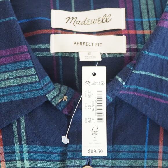 NWT Madewell Flannel Oversized Ex-Boyfriend Shirt Women’s Size Small - Picture 3 of 10